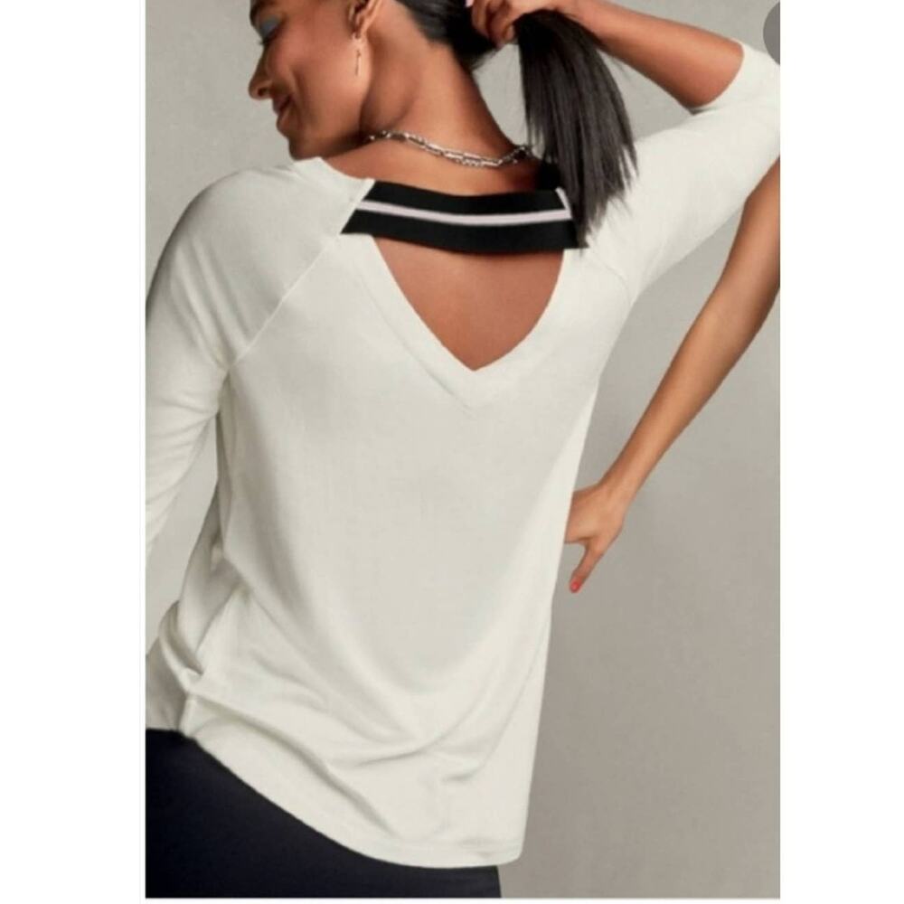 Cabi Center Long Sleeve White Open Back Top Size Medium